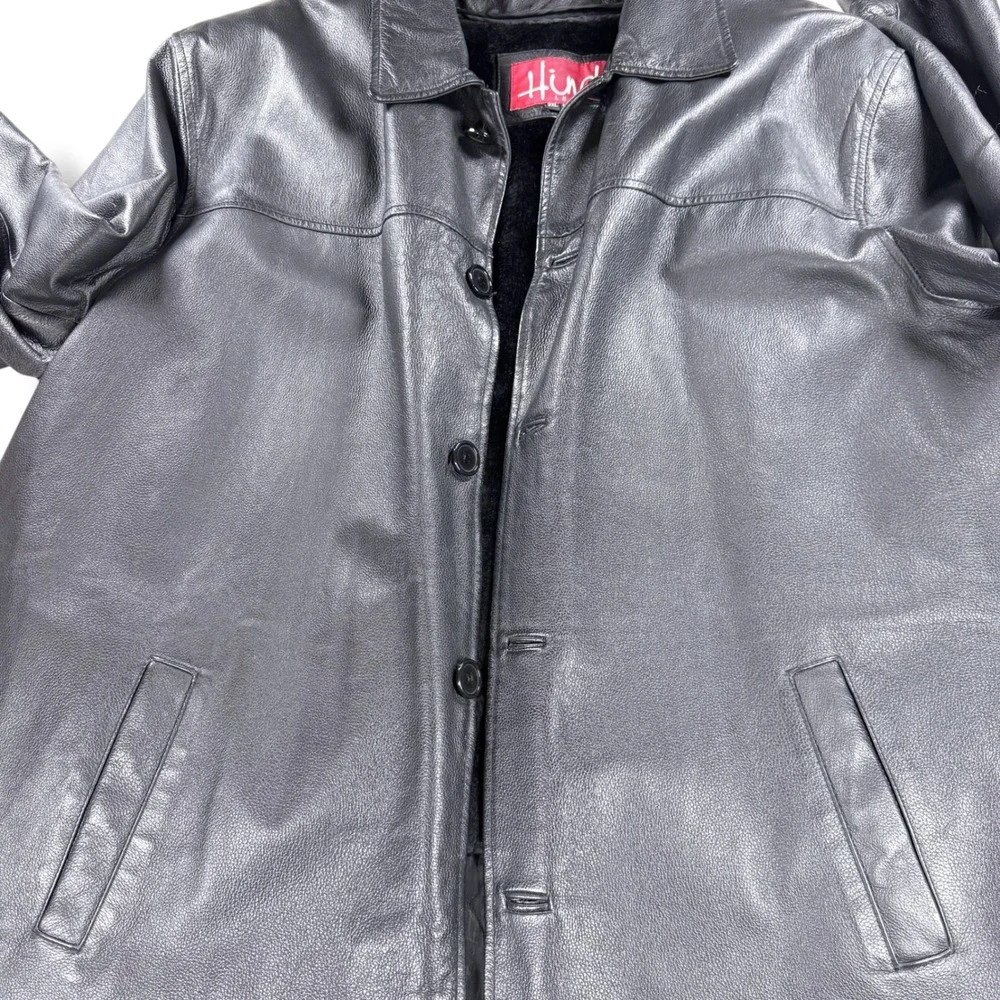 VTG Hind Leather Jacket Mens 3XL Black‎ Genuine Leather Faux Fur Lined Coat